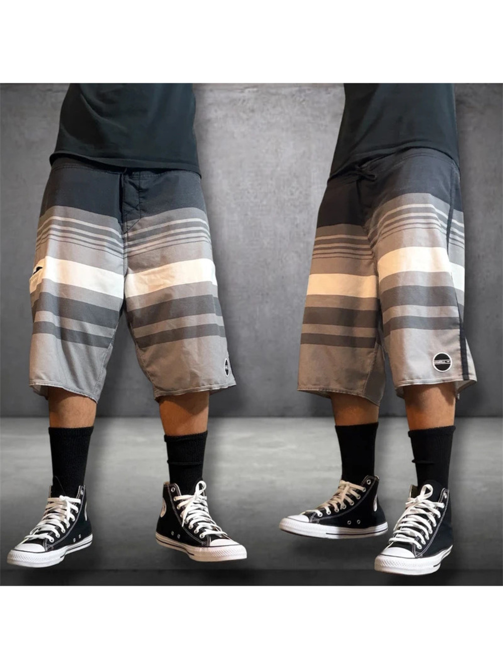 Y2K O’neill swim shorts black and gray & white
